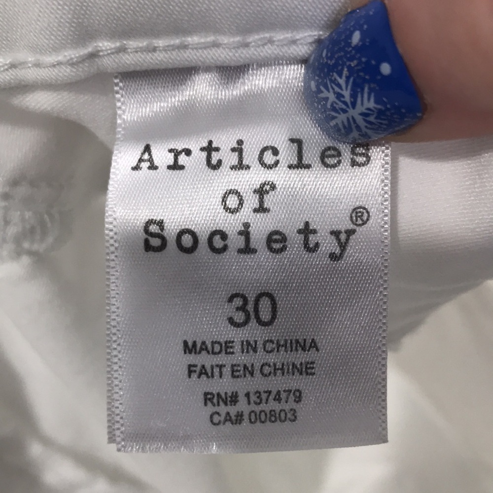 Articles of Society "Sarah" White Mid-Rise Skinny Jeans 5350CR-910E Size 30 - Picture 3 of 11